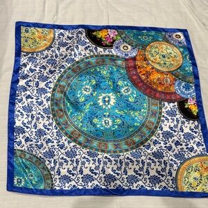 Corciova Vibrant Blue & Multicolor Patterned Scarf Floral